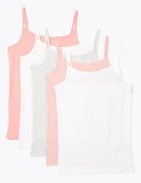 5 Pack Cotton Spotted Camisole Vests