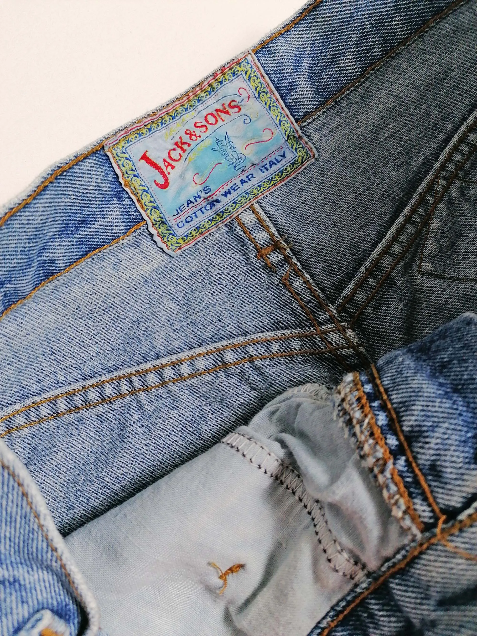 80's JACK & SONS High Waist Embroidery Patch Baggy Jeans - M-L (32)