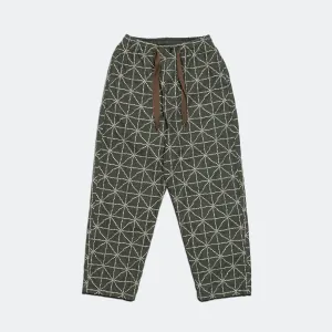 8oz Color Denim FOLK-DOJO Embroidery EASY Pants - Green