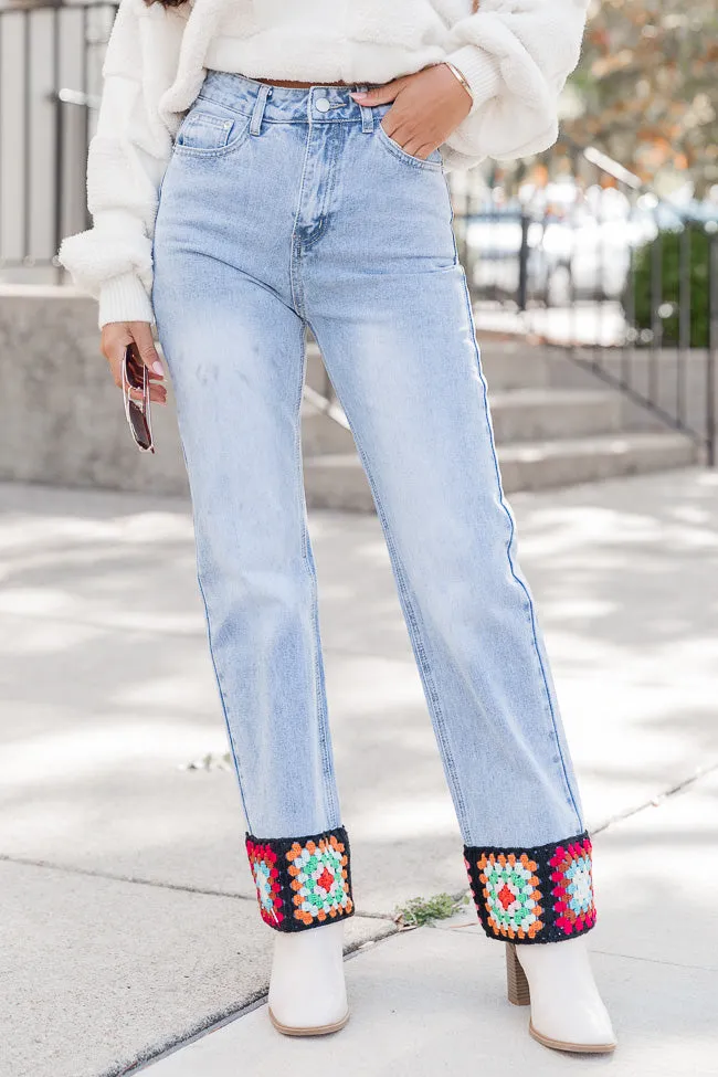 A Great Day Crochet Trim Straight Leg Jeans FINAL SALE