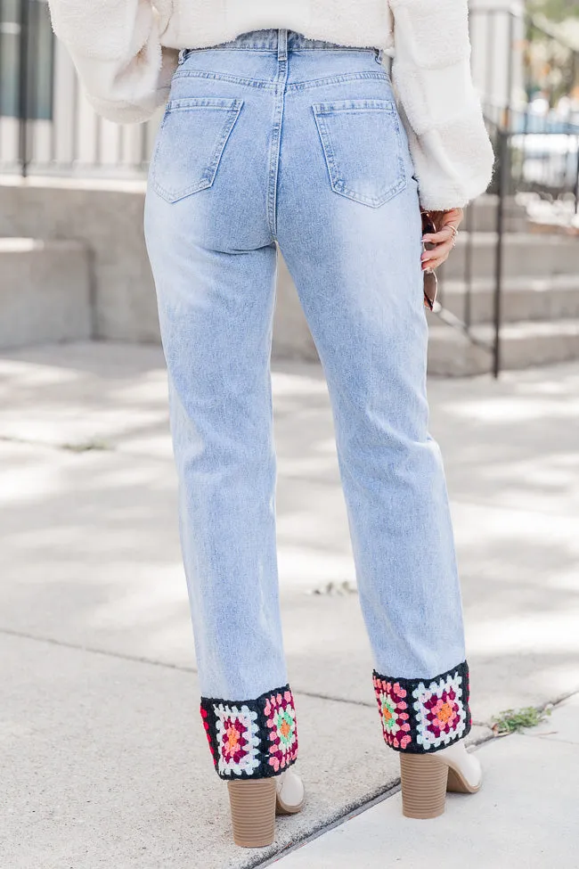 A Great Day Crochet Trim Straight Leg Jeans FINAL SALE