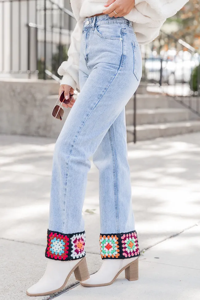 A Great Day Crochet Trim Straight Leg Jeans FINAL SALE