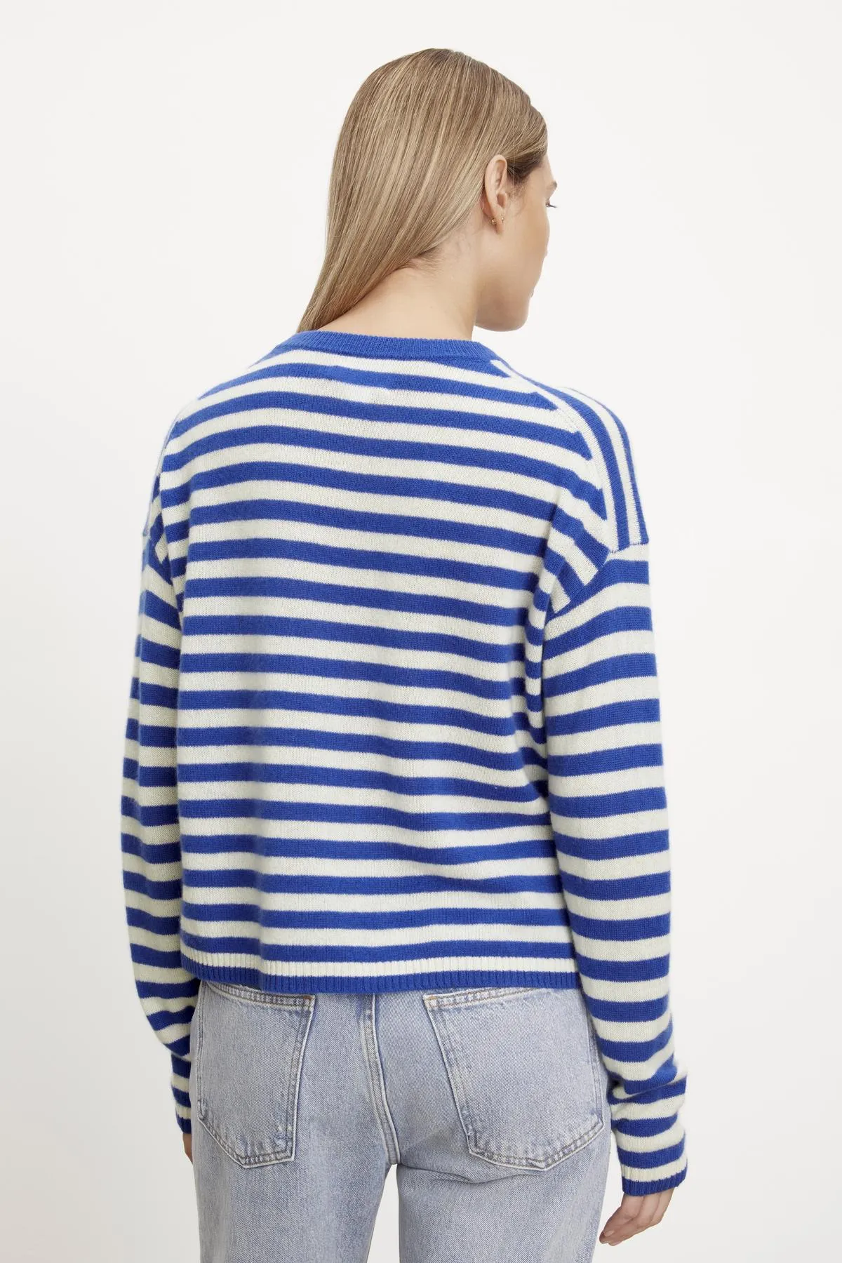 ALYSSA CASHMERE STRIPED CREW NECK SWEATER