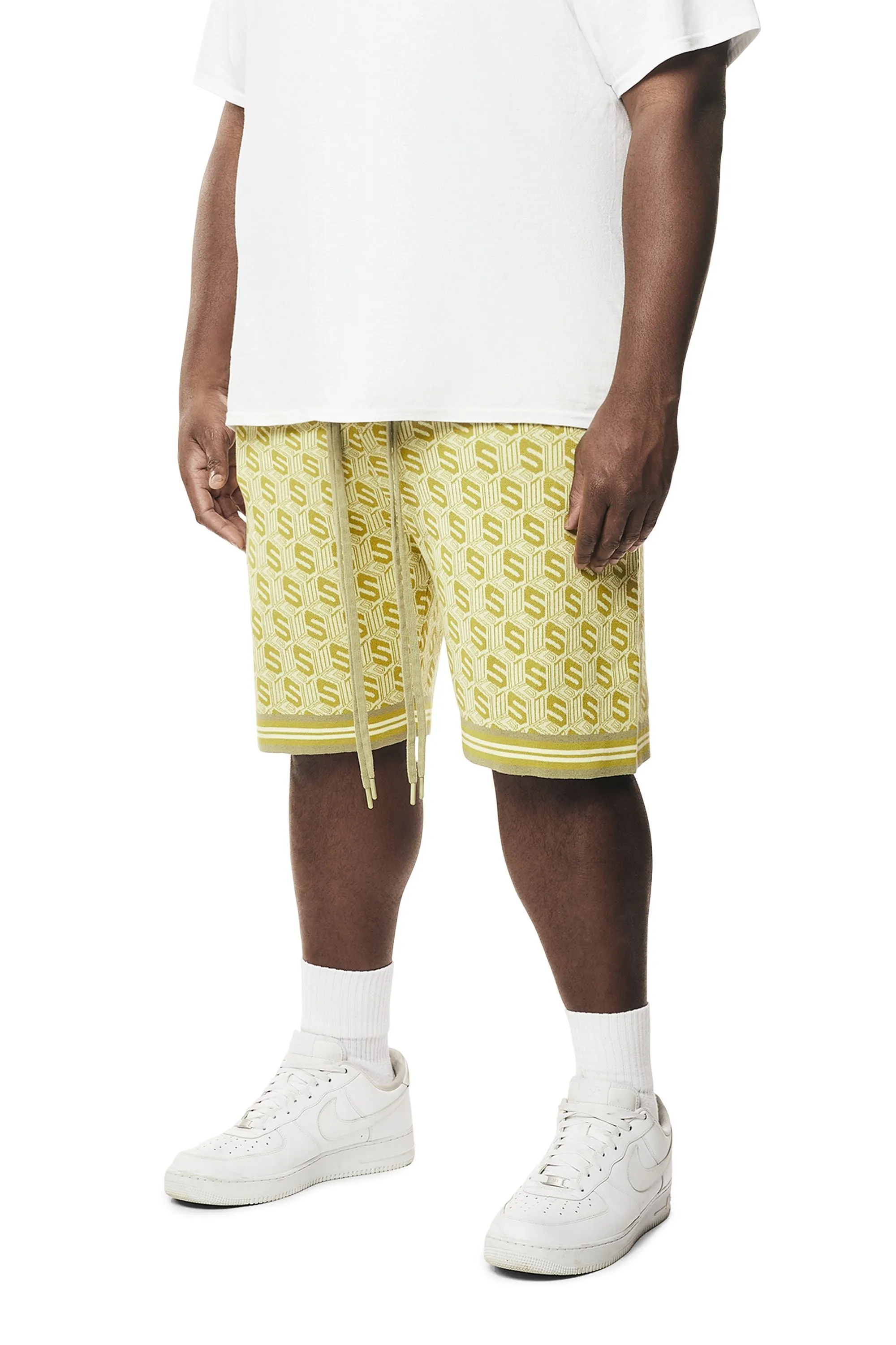 Big and Tall - Jacquard Knit Shorts - Kelp