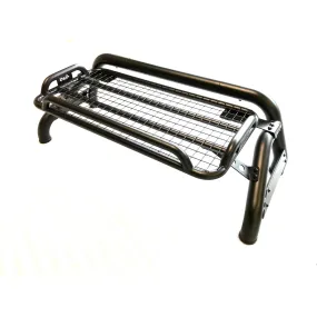 Black SUS201 Short Arm Roll Bar with Cargo Basket Rack for the Renault Alaskan