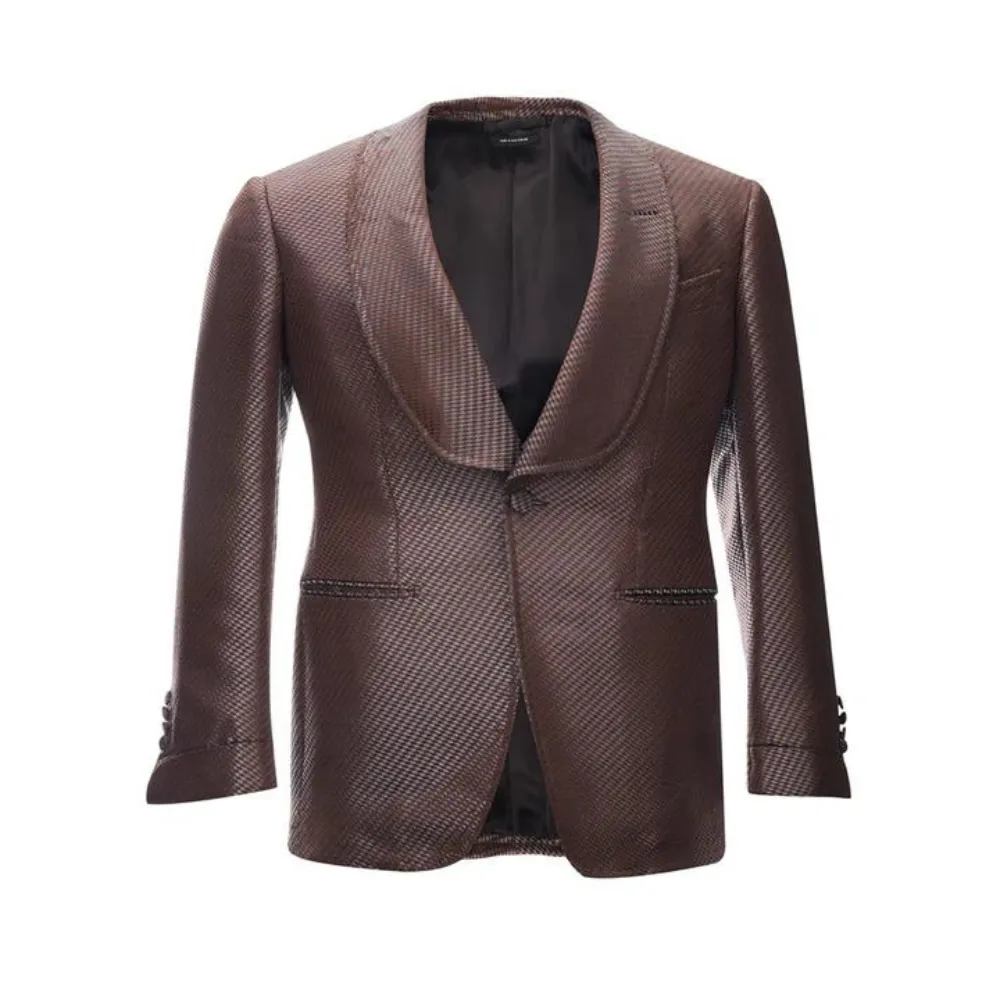 Brown Bronze Silk Smoking Jacket