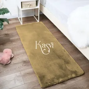 Brown  Shade Super Soft Faux Rabbit Fur Bed Side Runner -GIR001BSBR