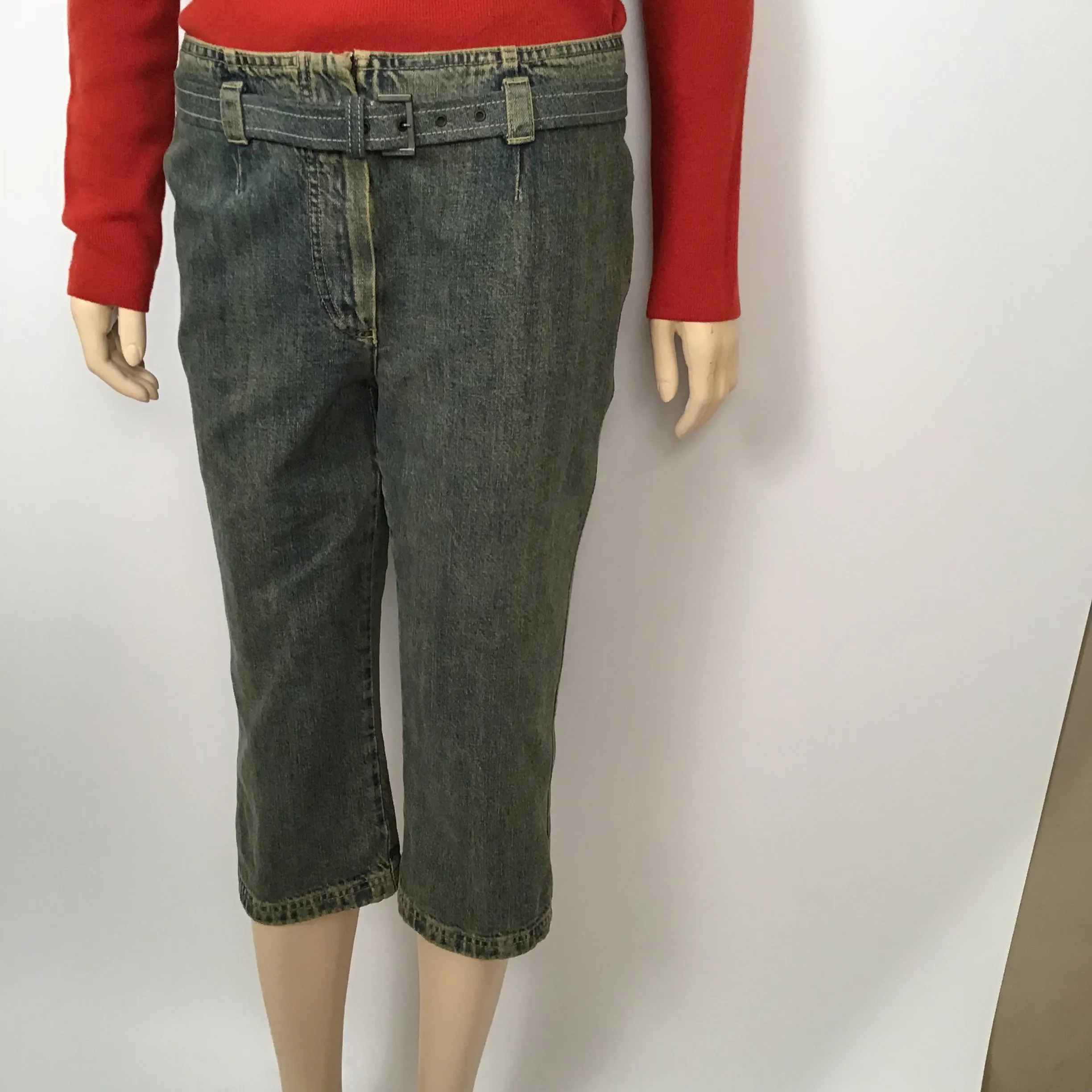 Chanel 00A 2000 Fall Capri Jeans Pants w Chanel Denim Belt FR 40 US 6