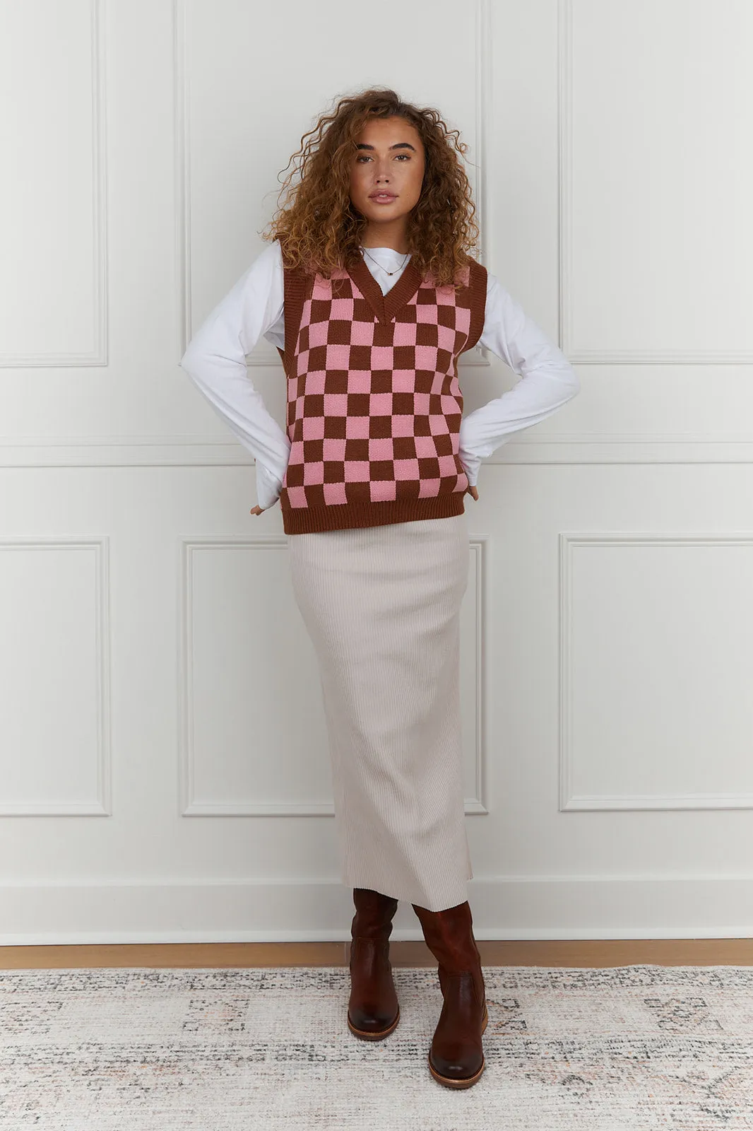 Check Mate Sweater Vest-FINAL SALE