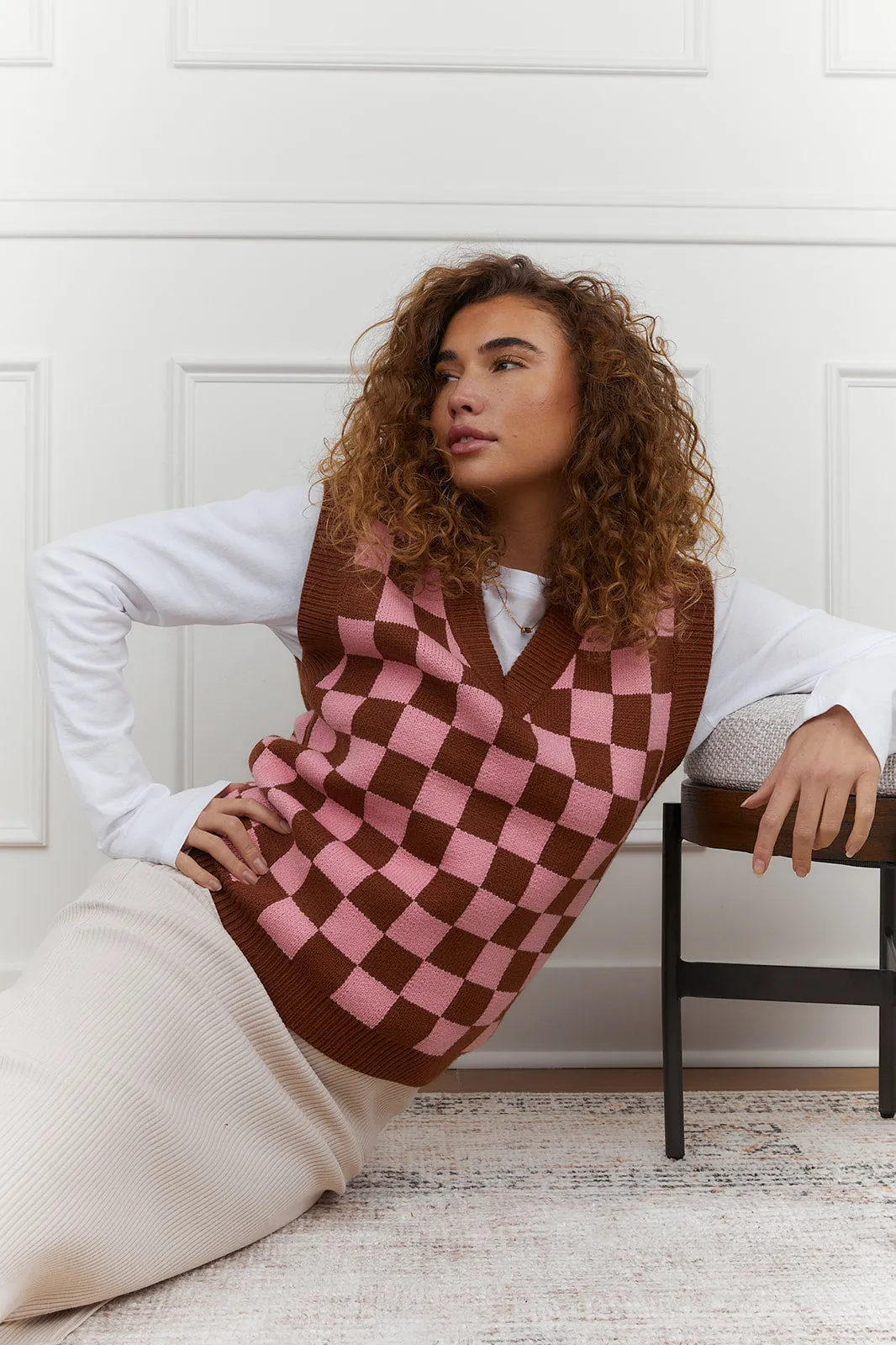 Check Mate Sweater Vest-FINAL SALE