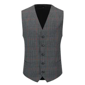 Checked Vests Stripes Business Slim Fit Cotton Black