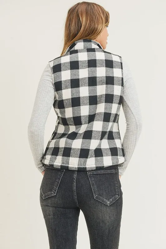 Checks Out Sherpa Vest - White