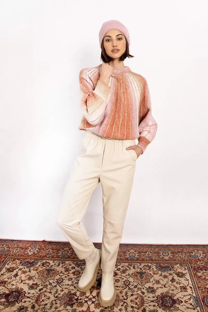 Coral and Pink Stripes with Gold Thread Sweater