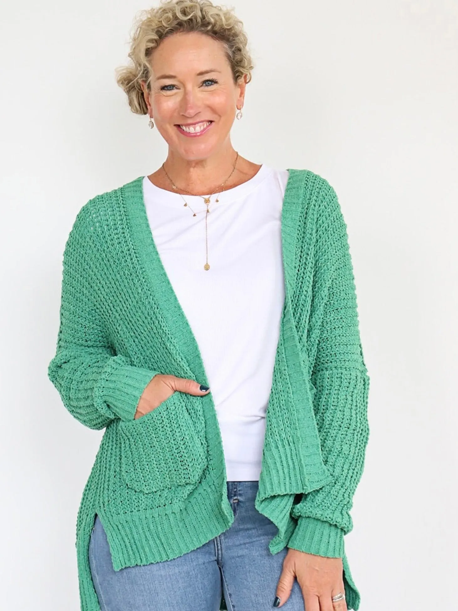 Cozy Days Cardigan - Kelly Green