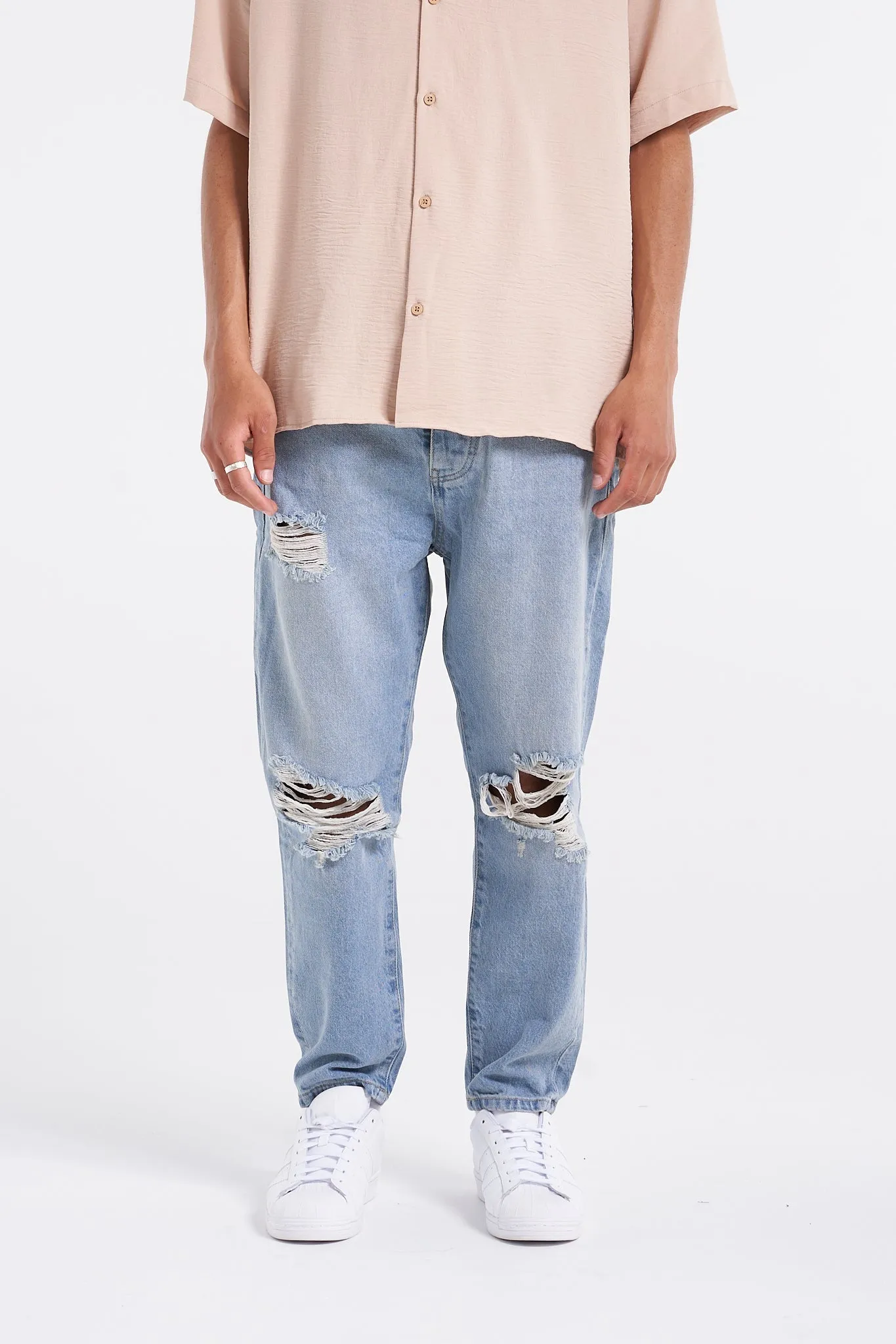 Destroyed Premium Blue Baggy Jeans