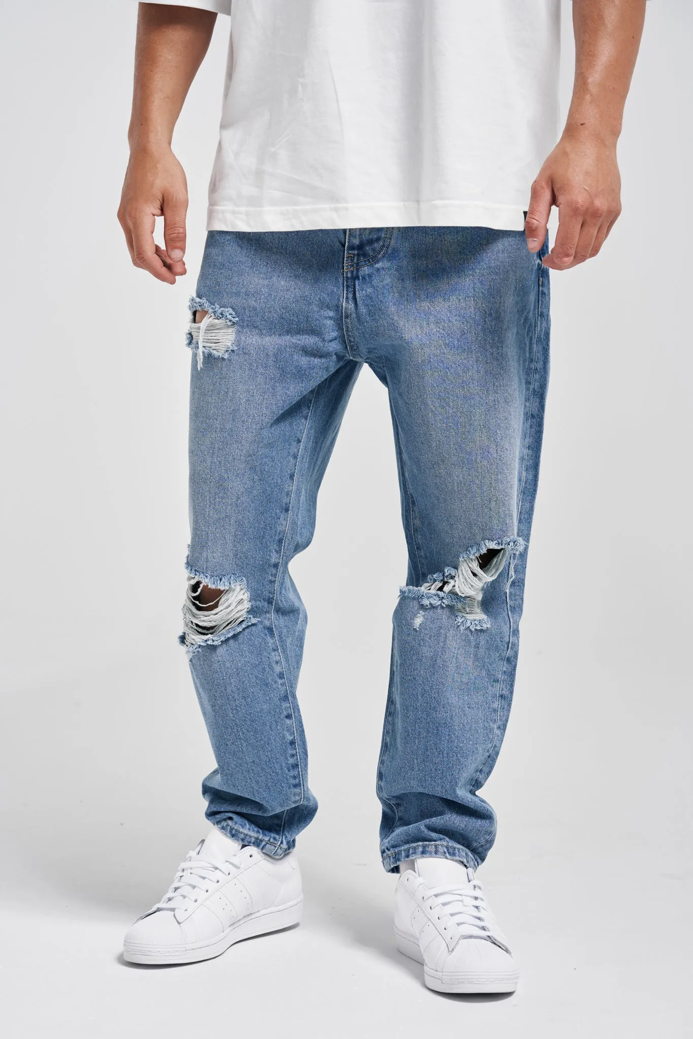 Destroyed Premium Blue Baggy Jeans