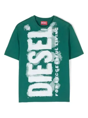 Diesel T-Shirt Vertical Logo Green