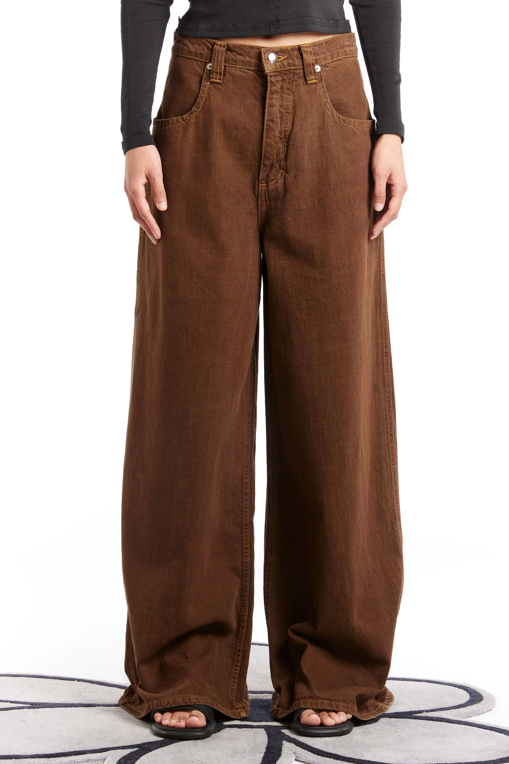 ECKHAUS LATTA - ULTRA WIDE LEG JEAN TOBACCO