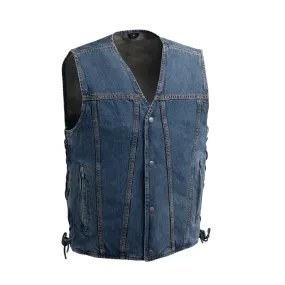 First Mfg Gambler Men's Motorcycle Denim Vest