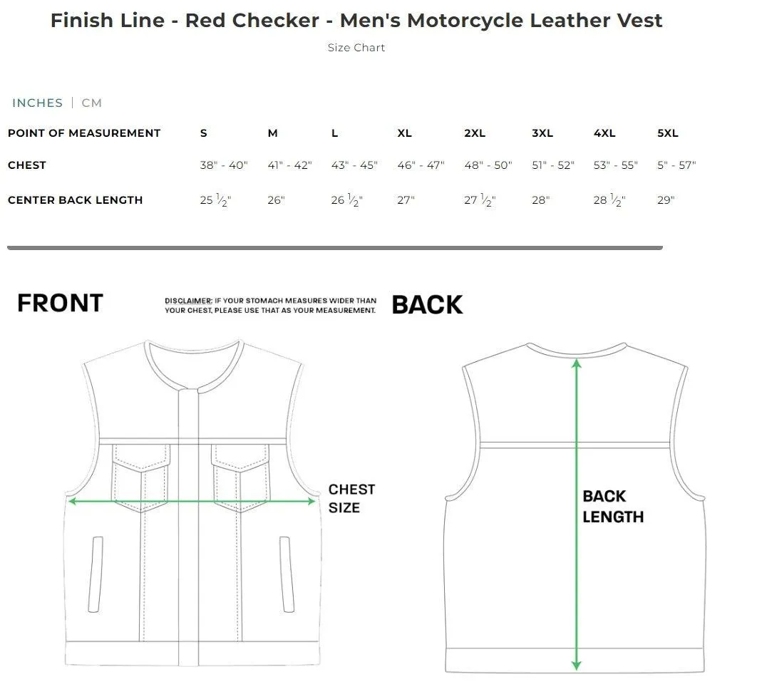 First Mfg Mens Checker Custom Leather Vest