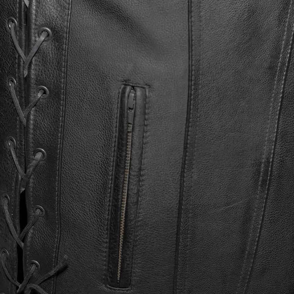 First Mfg Mens Gambler Leather Biker Vest