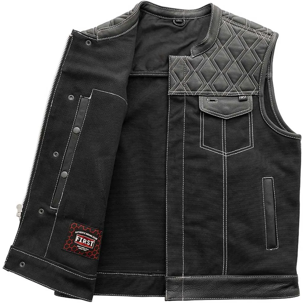 First Mfg Mens Hunt Club Diamond Quilt Leather Vest