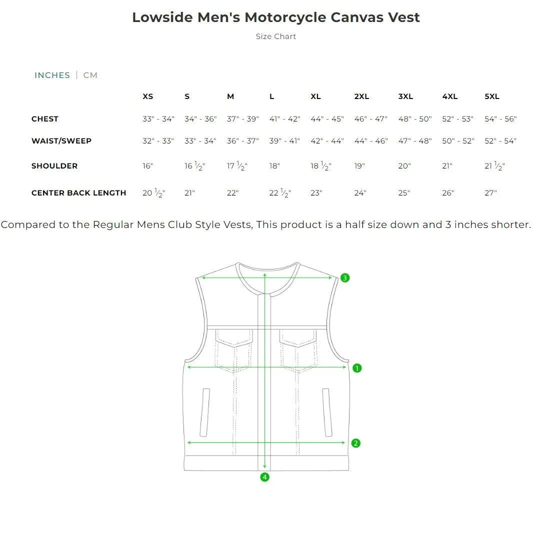 First Mfg Mens Lowside Cropped Concealment Canvas Vest Size Medium - Final Sale Ships Same Day