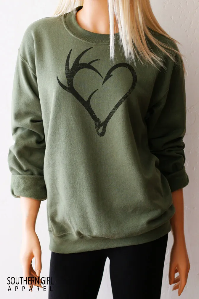 Fishing Hook Antler Heart Sweatshirt