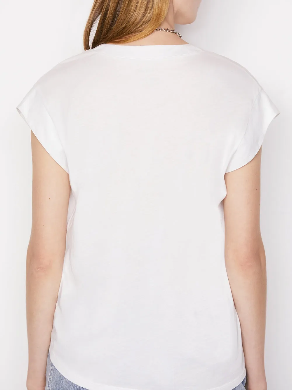 Frame - Le Mid Size V  Neck Tee - Blanc