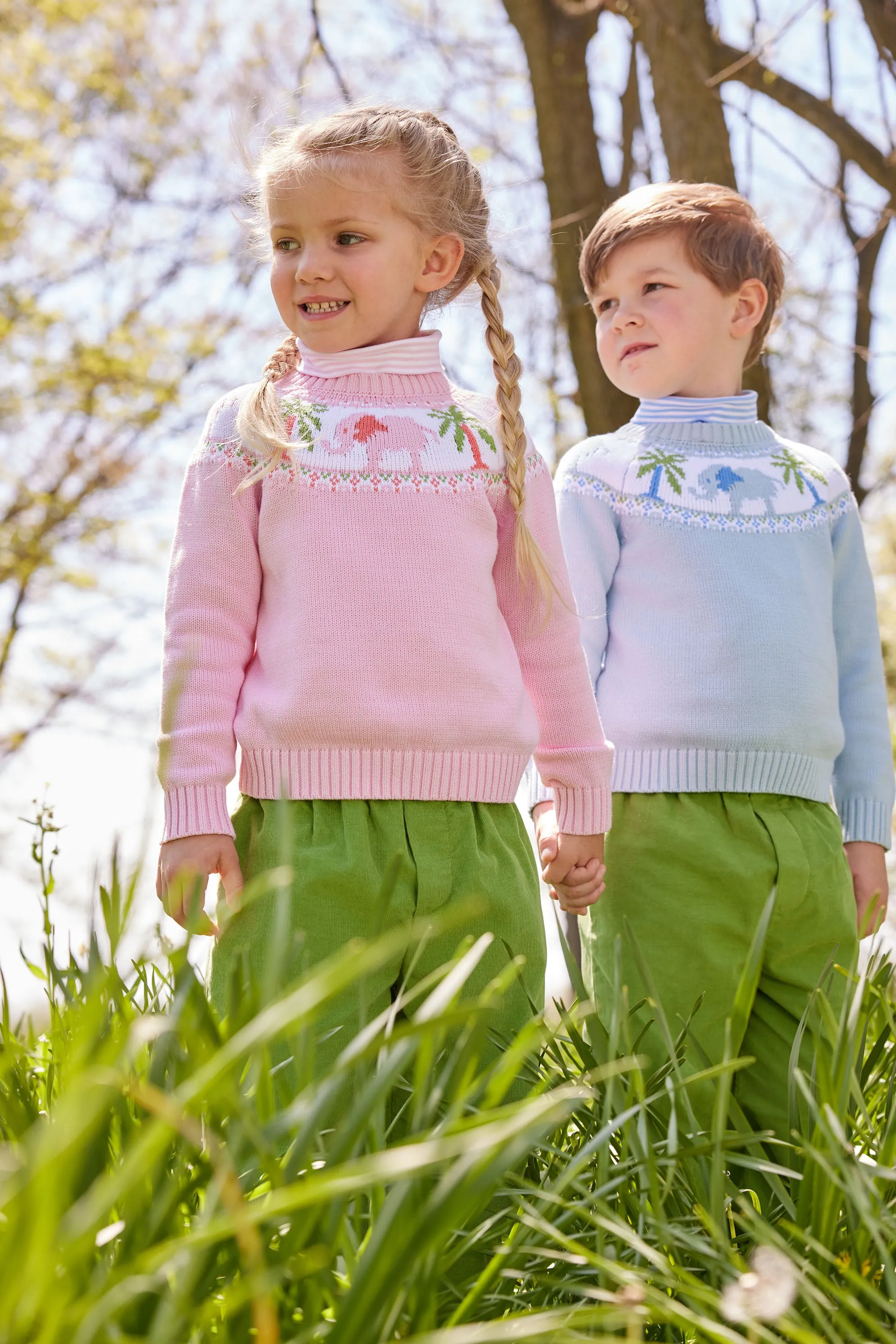 Girl Elephant Fair Isle Sweater