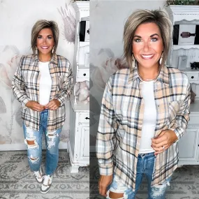 Hand in Hand Plaid Shacket - Taupe Mix