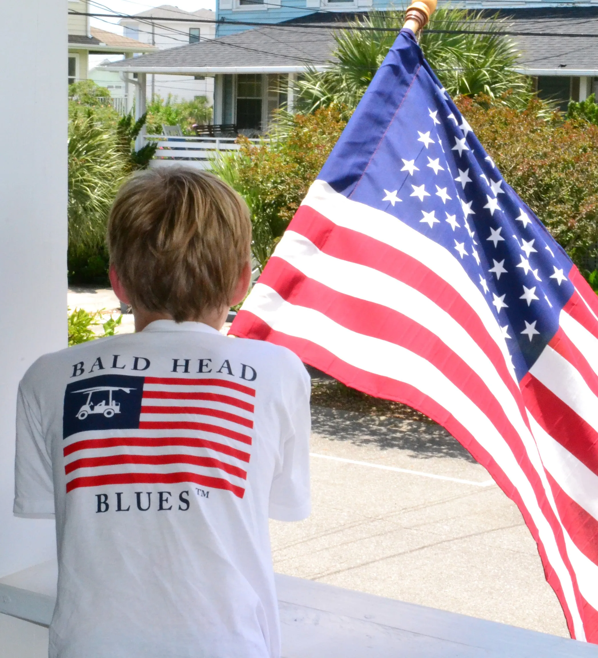 Island Tee - Youth Short Sleeve - White USA Flag