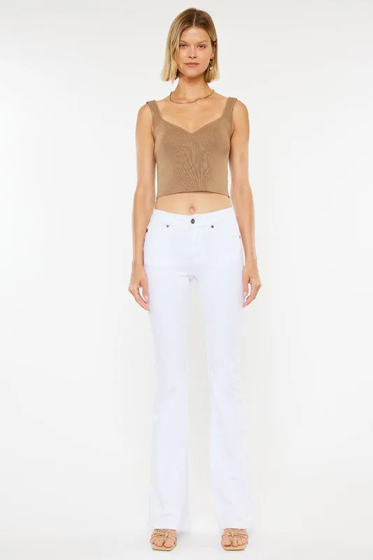 KANCAN MID RISE WHITE FLARE JEANS