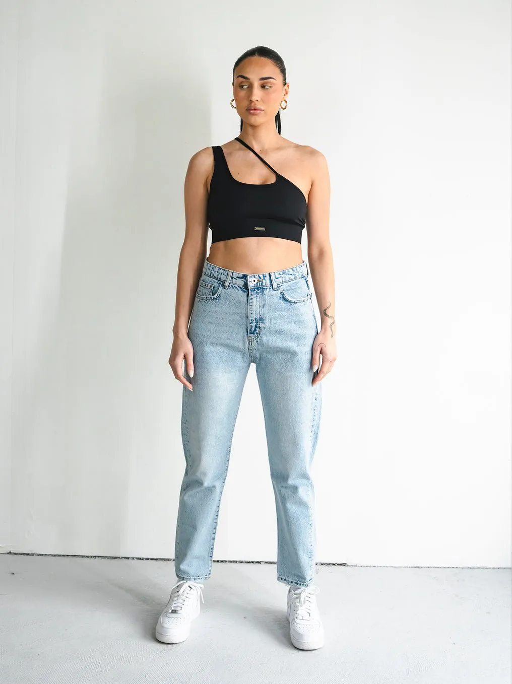 Light Blue Basic Baggy Women Jeans