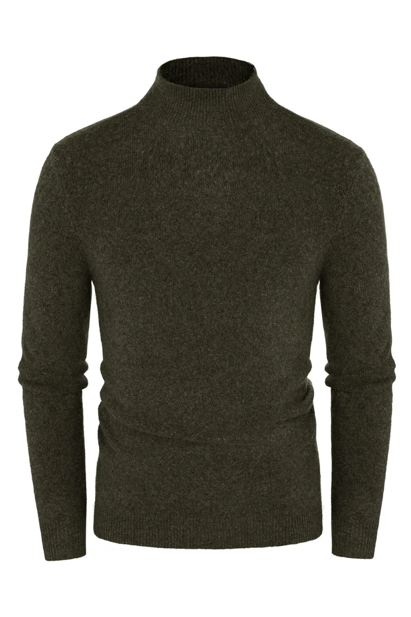 Men's Mock Turtleneck Sweater Long Sleeve Under Wool Blend Pullover Casual Sweaters