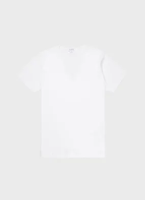 Men's Superfine Cotton V-neck Underwear T-shirt in White