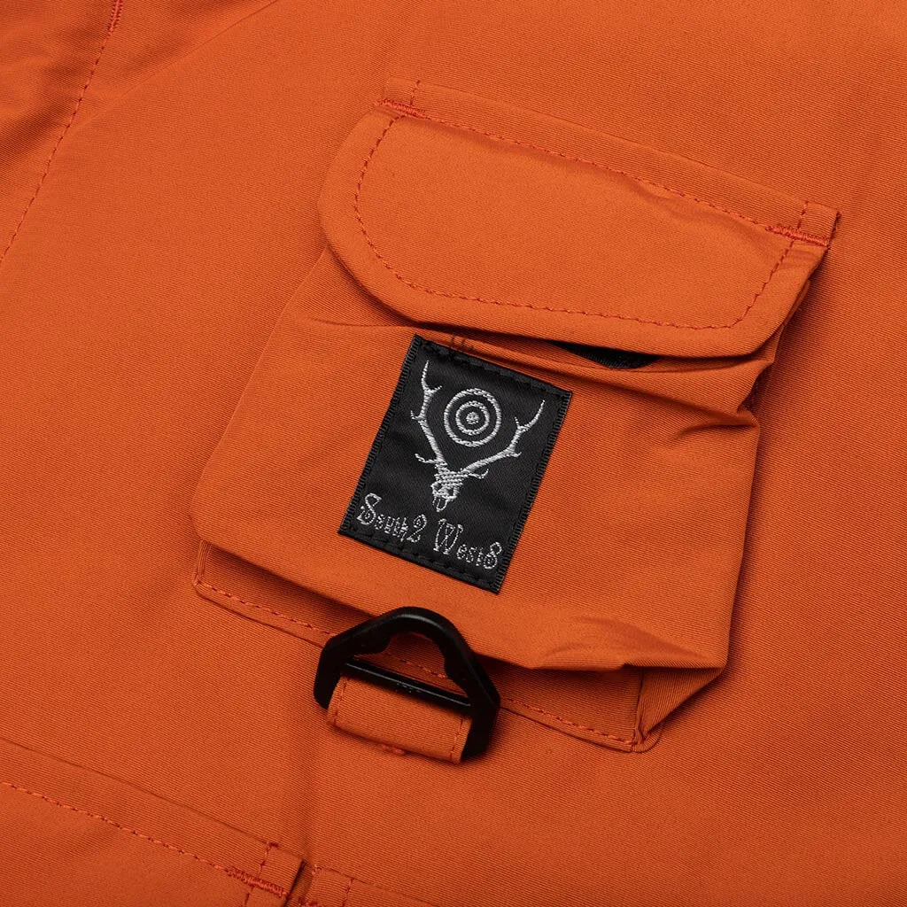 Multi-Pocket Zipped Down Vest - Orange