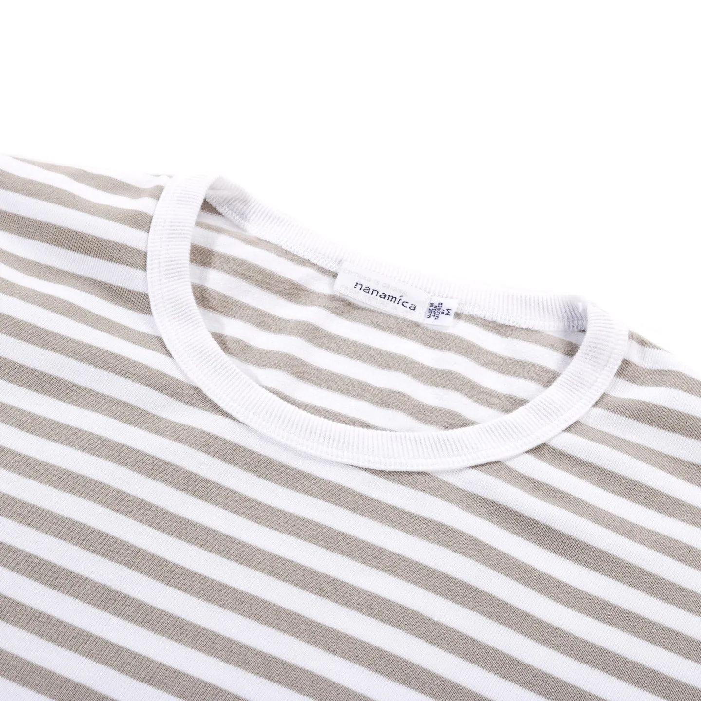 NANAMICA COOLMAX STRIPE JERSEY TEE TAUPE