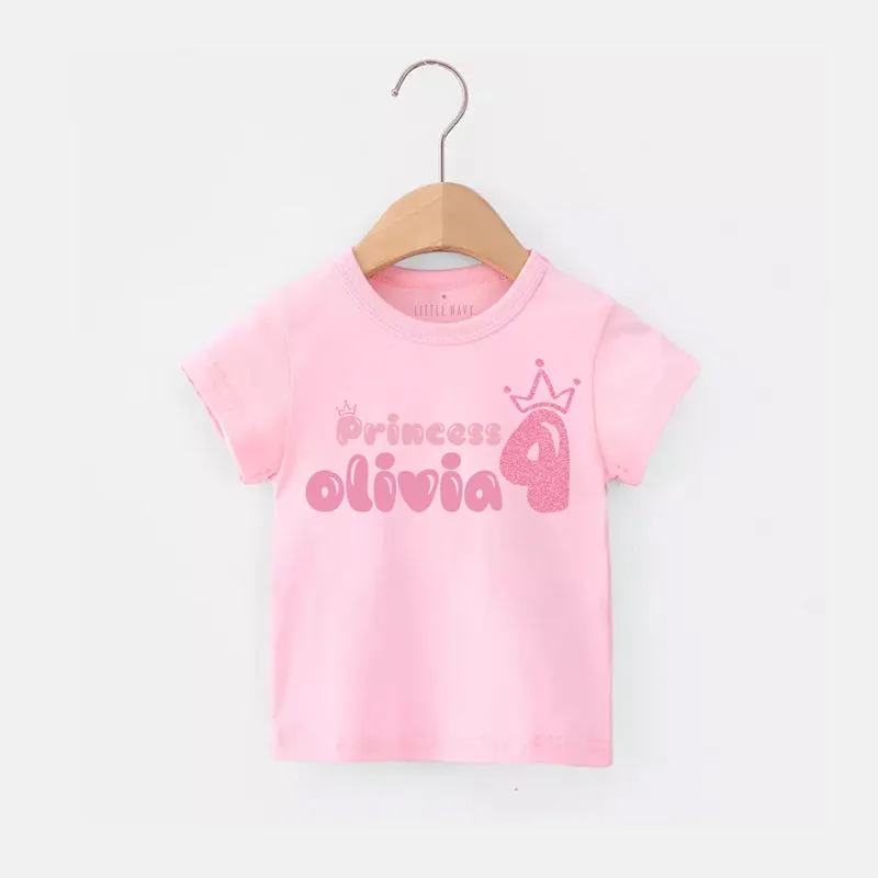 Personalized Princess Birthday T-Shirt - PINK