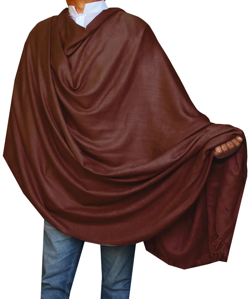 Prayer Shawl Wrap Men Women Pure Wool India Winter Clothing (Brown)