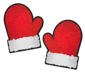 Red and White Santa Mitten Nipple Pasties