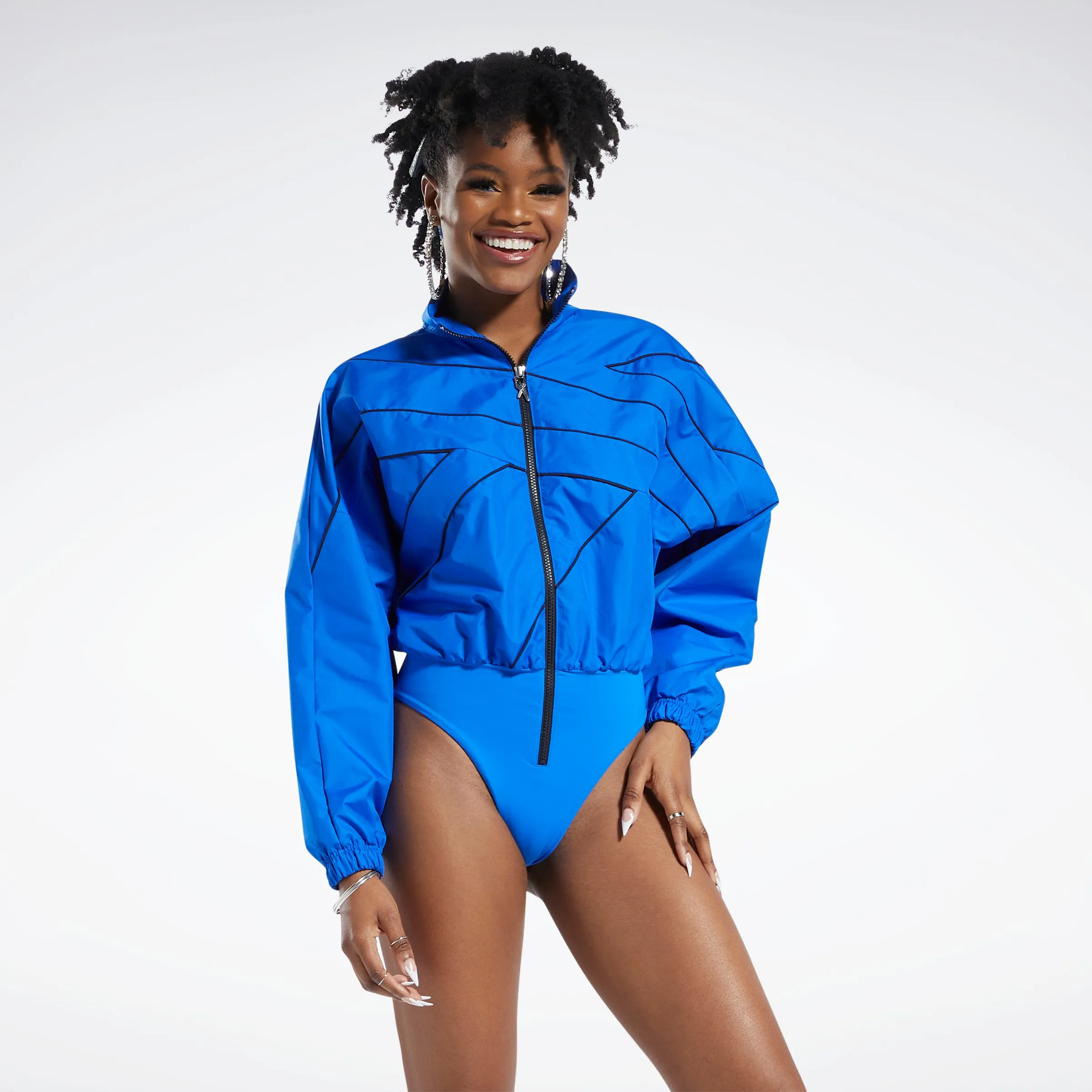 Reebok Apparel Women Cardi B Leotard Jacket Vital Blue