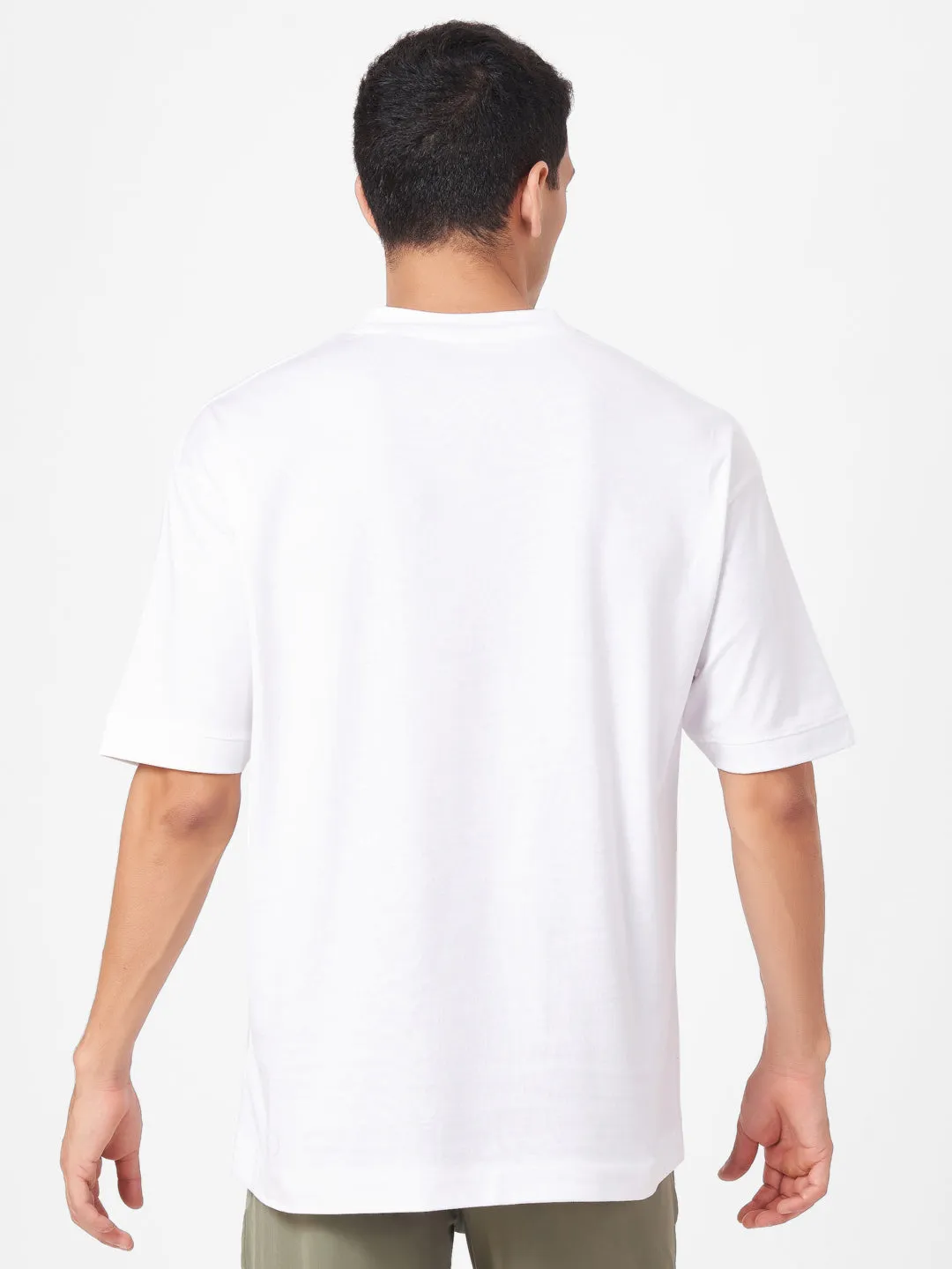 Round Neck Solid Half Sleeve Oversized T Shirt