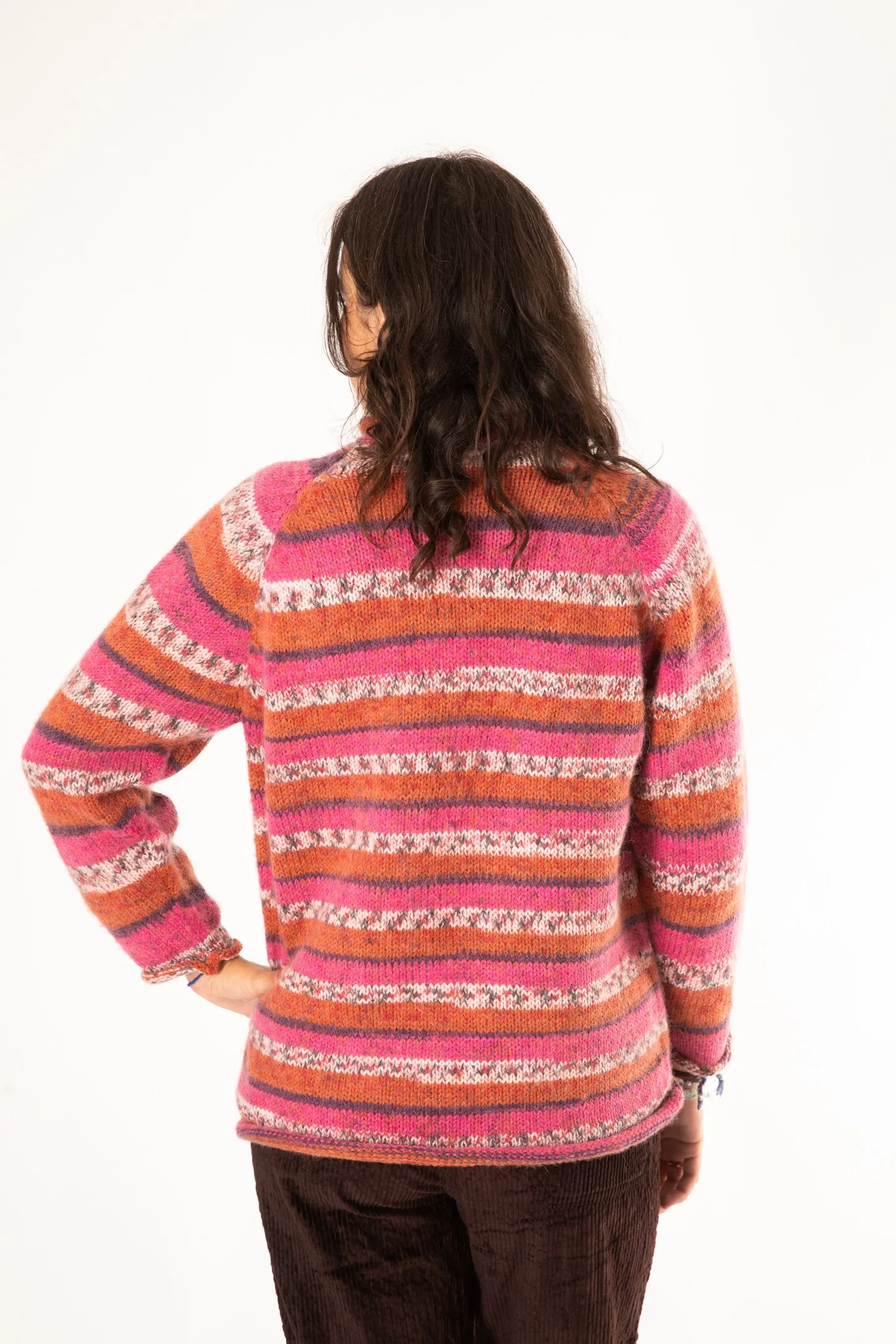 Stripey Roll Neck Alpaca Sweater