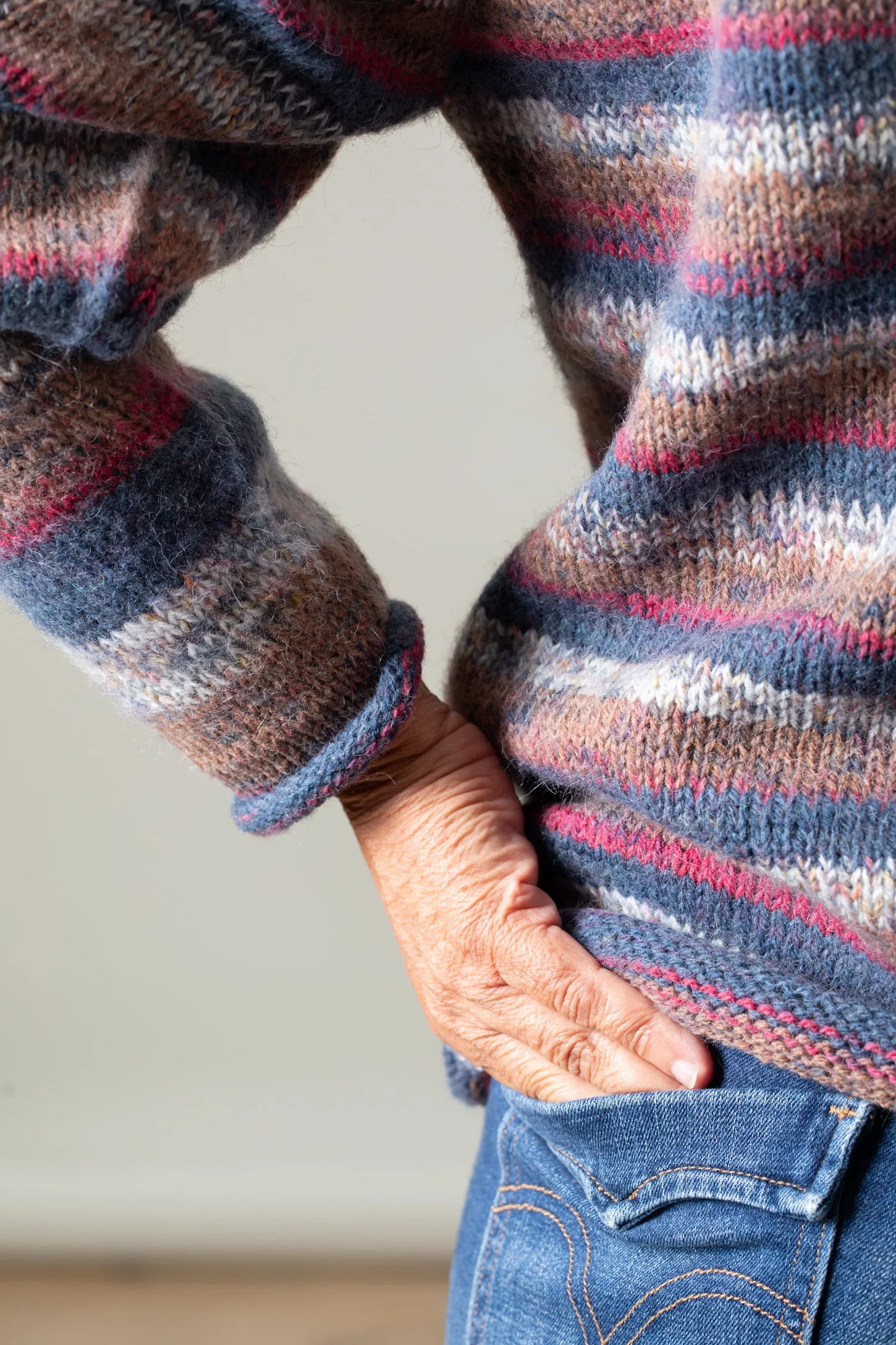 Stripey Roll Neck Alpaca Sweater