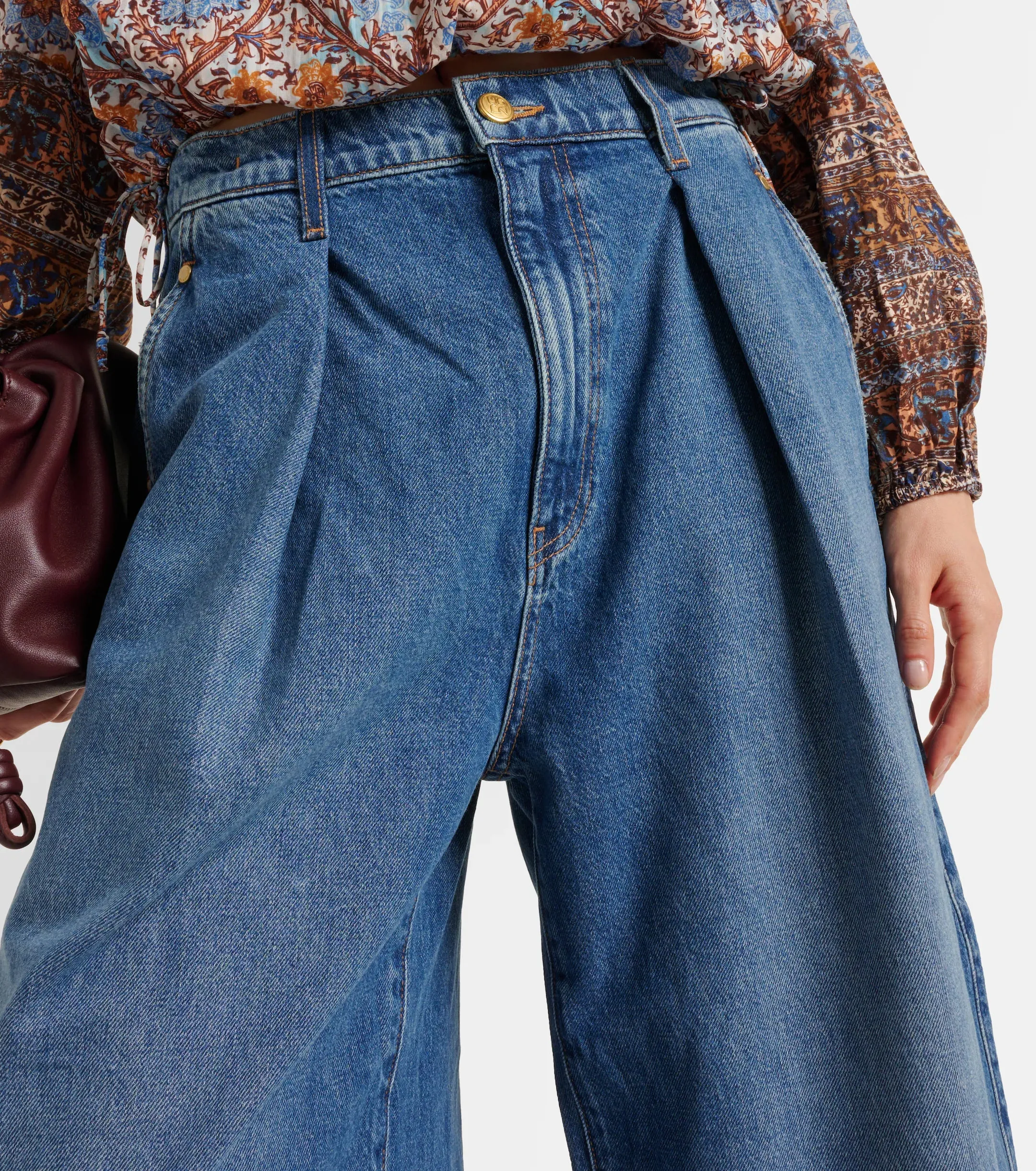 The April Jean Blue Wide-Leg Cotton Denim Jeans