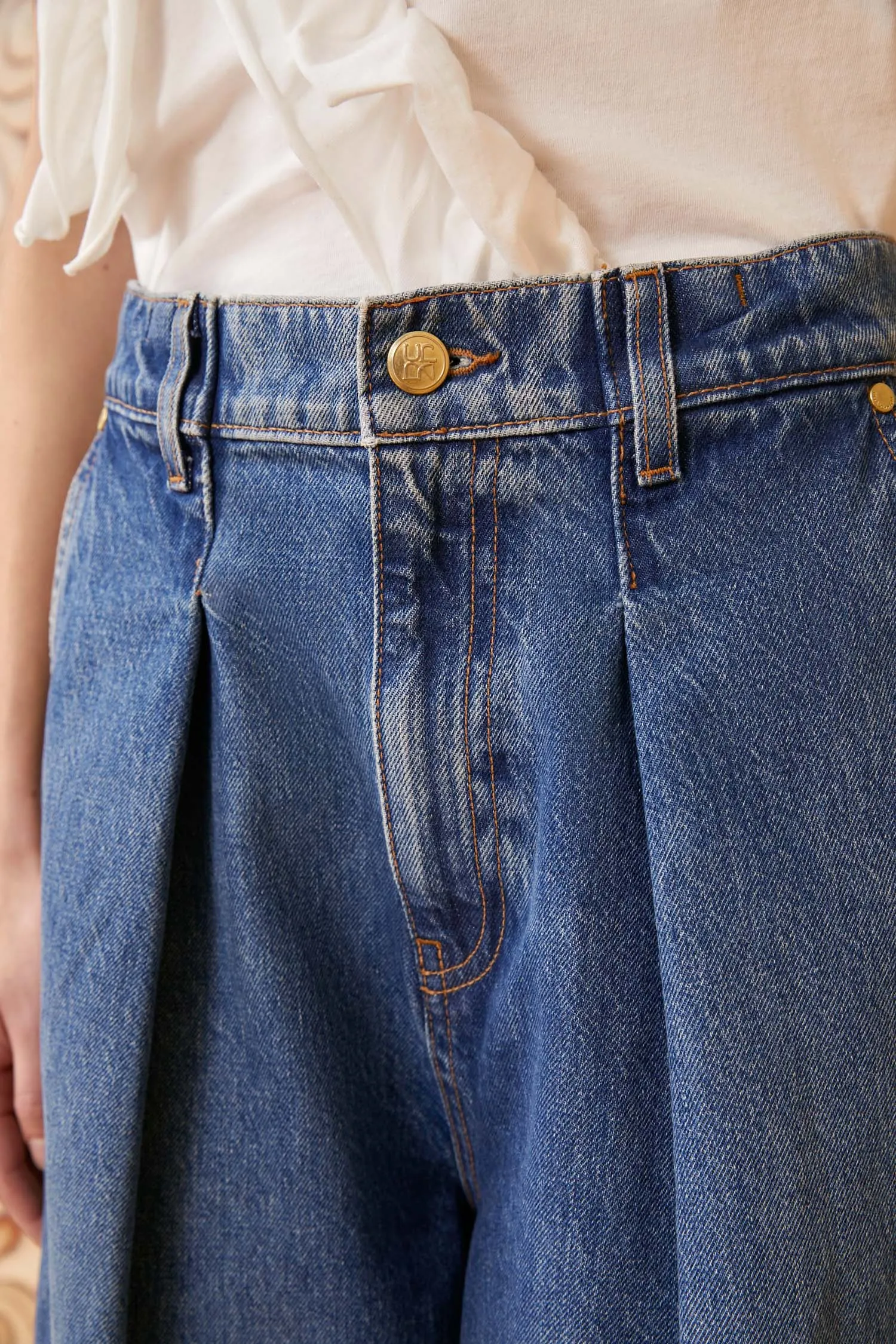 The April Jean Blue Wide-Leg Cotton Denim Jeans