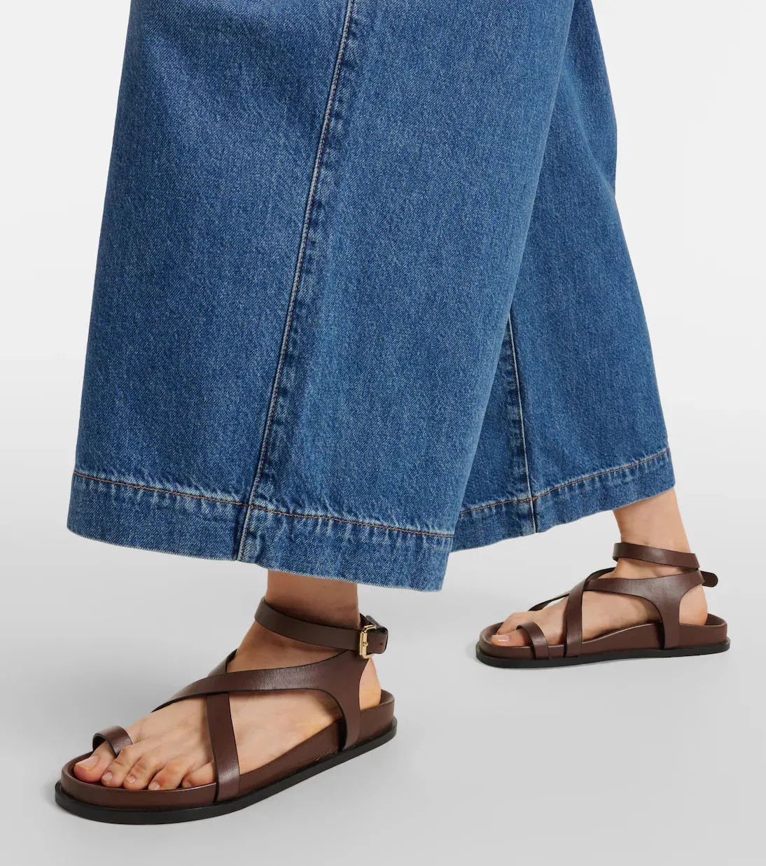 The April Jean Blue Wide-Leg Cotton Denim Jeans