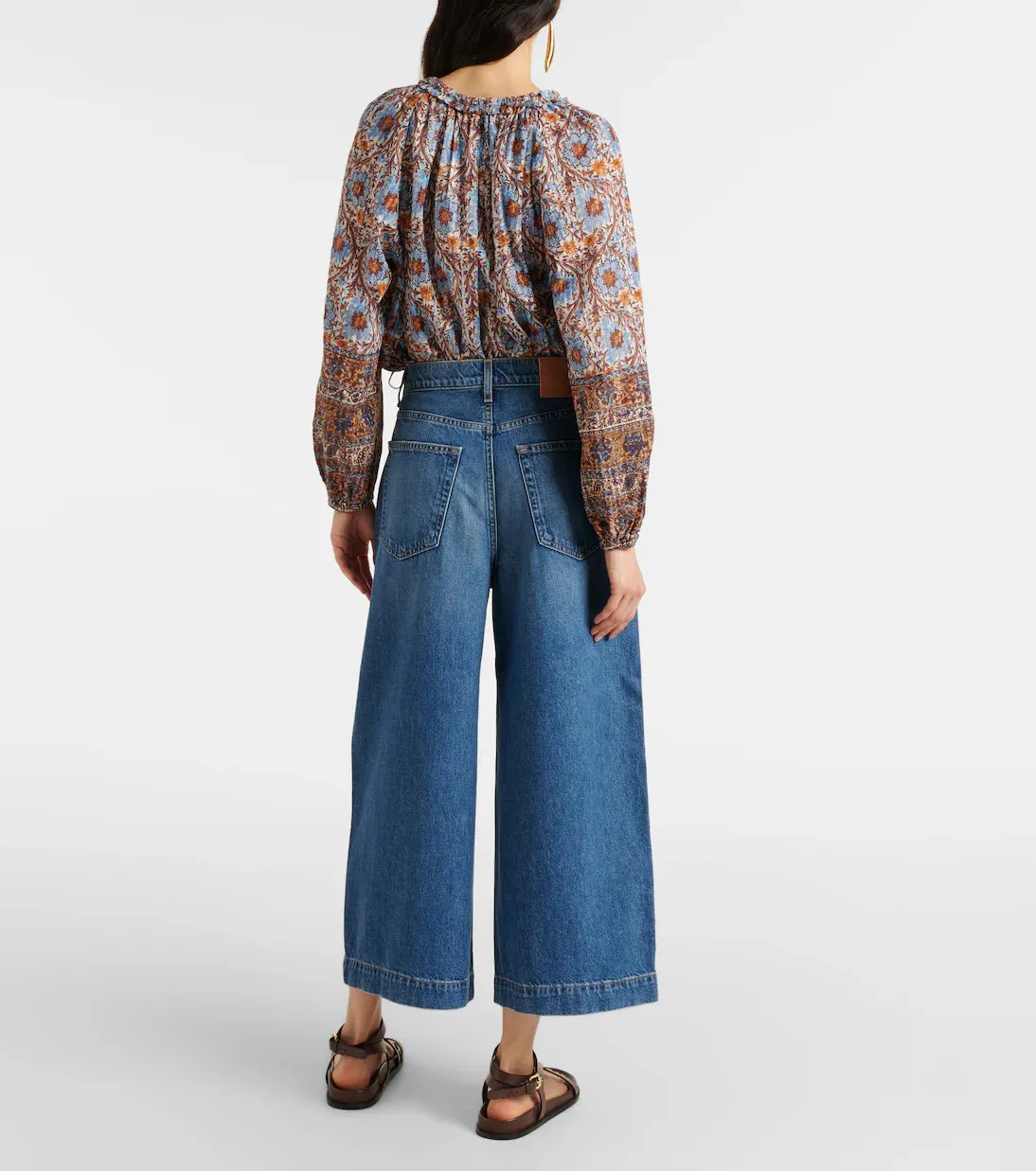 The April Jean Blue Wide-Leg Cotton Denim Jeans