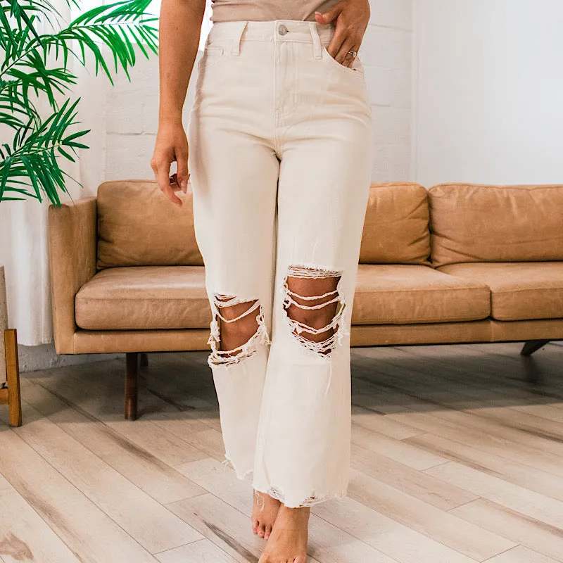 Vervet Natural 90's Crop Flare Jeans